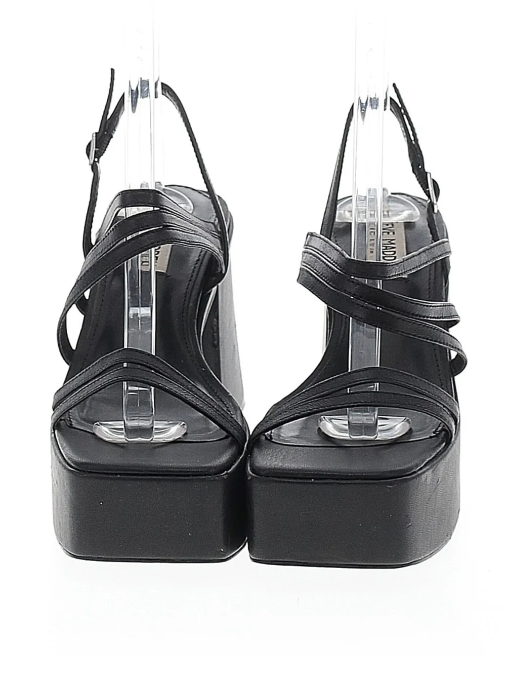 Steve Madden Black Platform Strappy Sandals with Ankle Buckle